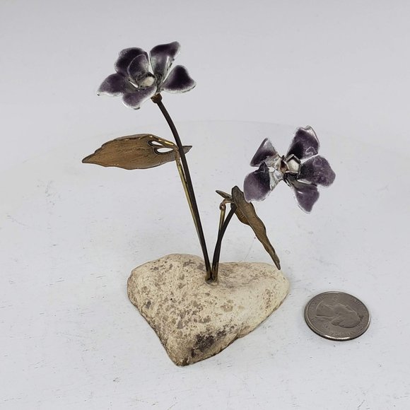 Bovano Metal Flower Enamel Copper Rock Cheshire Connecticut Purple - Picture 2 of 9